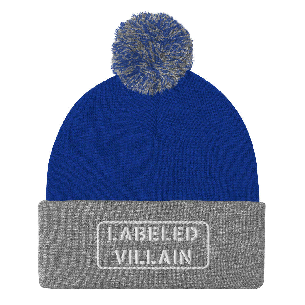 Labeled Villain Pom-Pom Beanie