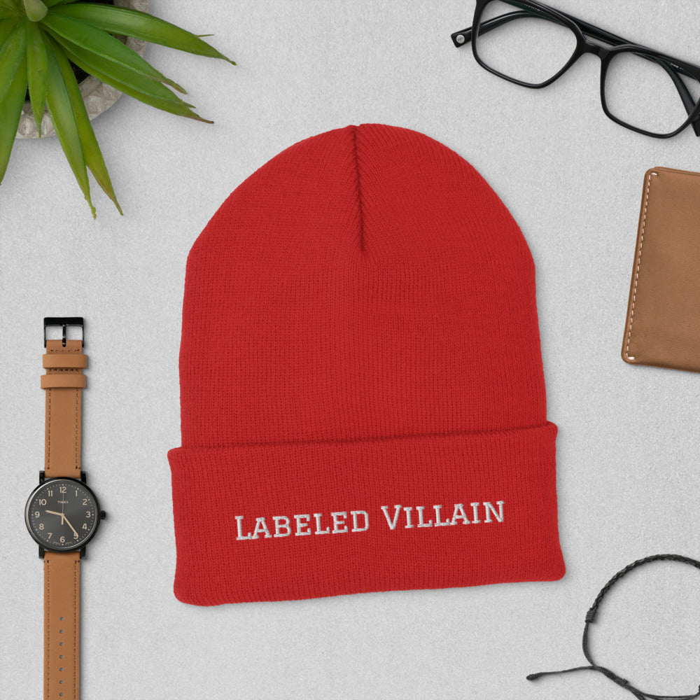 Labeled Villain Cuffed Beanie