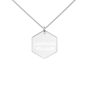 Labeled Villain Engraved Silver Hexagon Necklace