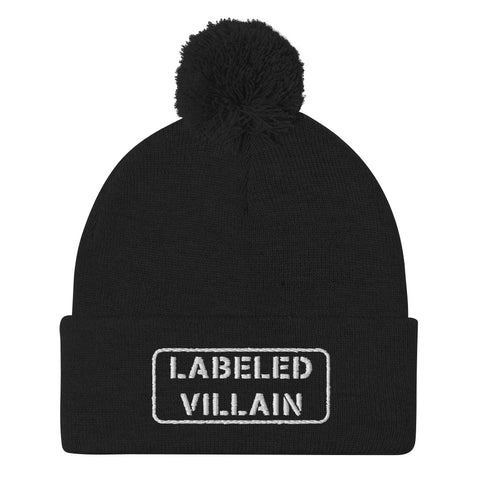Labeled Villain Pom-Pom Beanie